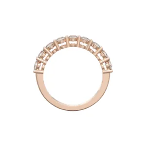 טבעת שורת יהלומים U Prong setting זהב רוז