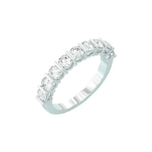 טבעת שורת יהלומים U Prong setting זהב לבן