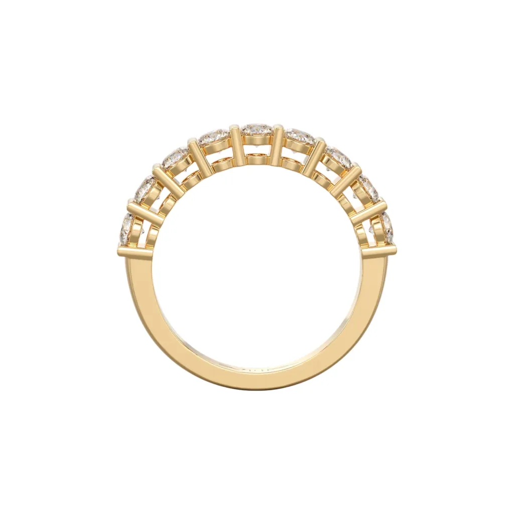 טבעת שורת יהלומים U Prong setting זהב צהוב