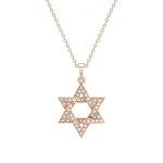 שרשרת זהב ותליון מגן דוד משובץ יהלומים זהב רוז