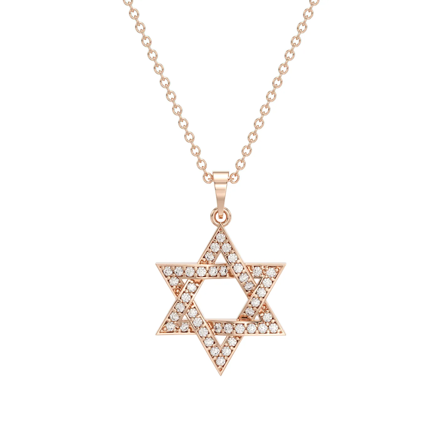 שרשרת זהב ותליון מגן דוד משובץ יהלומים זהב רוז שרשרת זהב ותליון מגן דוד משובץ יהלומים זהב רוז