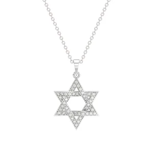 שרשרת זהב ותליון מגן דוד משובץ יהלומים זהב לבן
