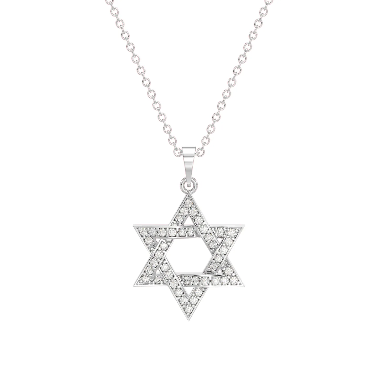 שרשרת זהב ותליון מגן דוד משובץ יהלומים זהב לבן שרשרת זהב ותליון מגן דוד משובץ יהלומים זהב לבן