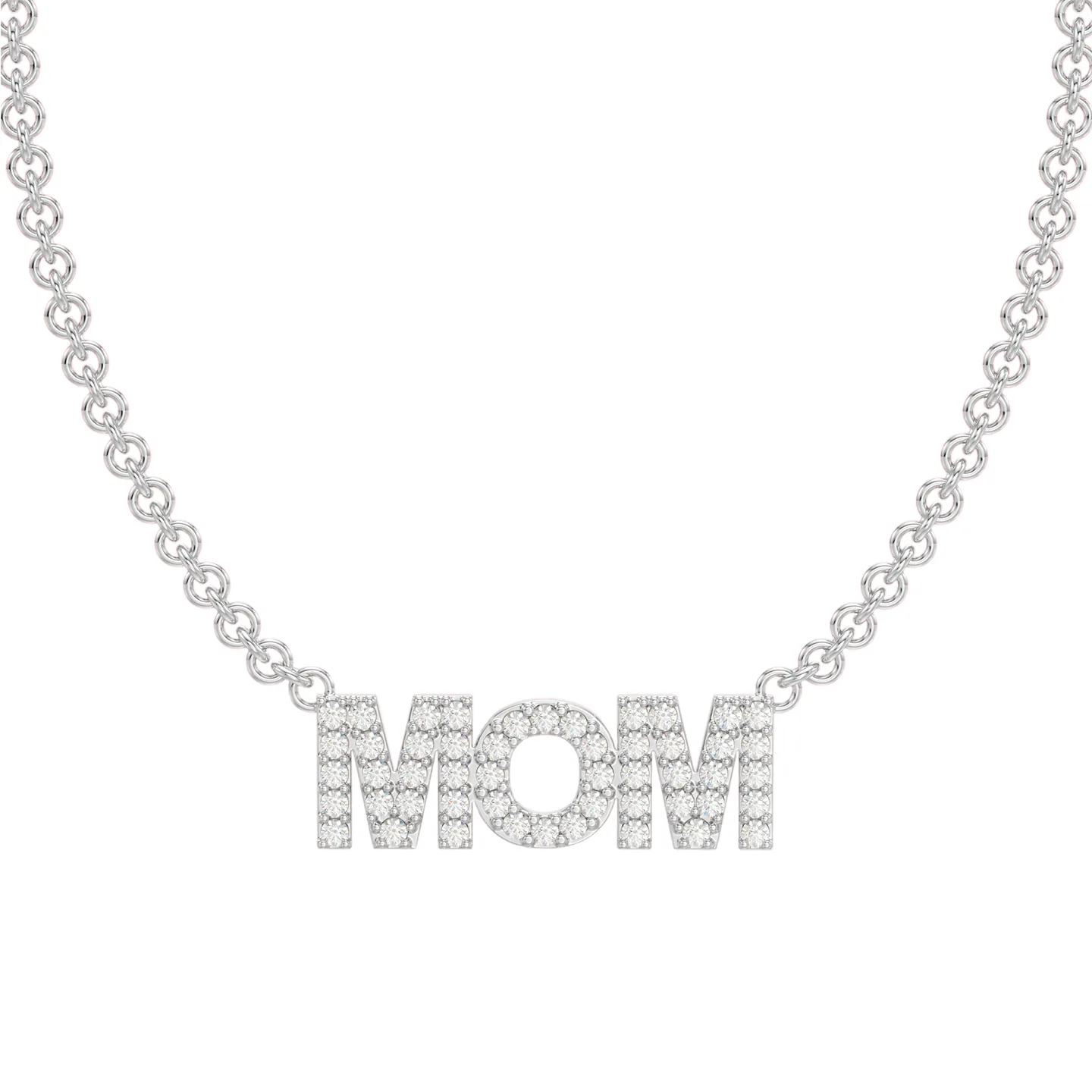 שרשרת זהב ותליון MOM משובצת יהלומים זהב לבן שרשרת זהב ותליון MOM משובצת יהלומים זהב לבן