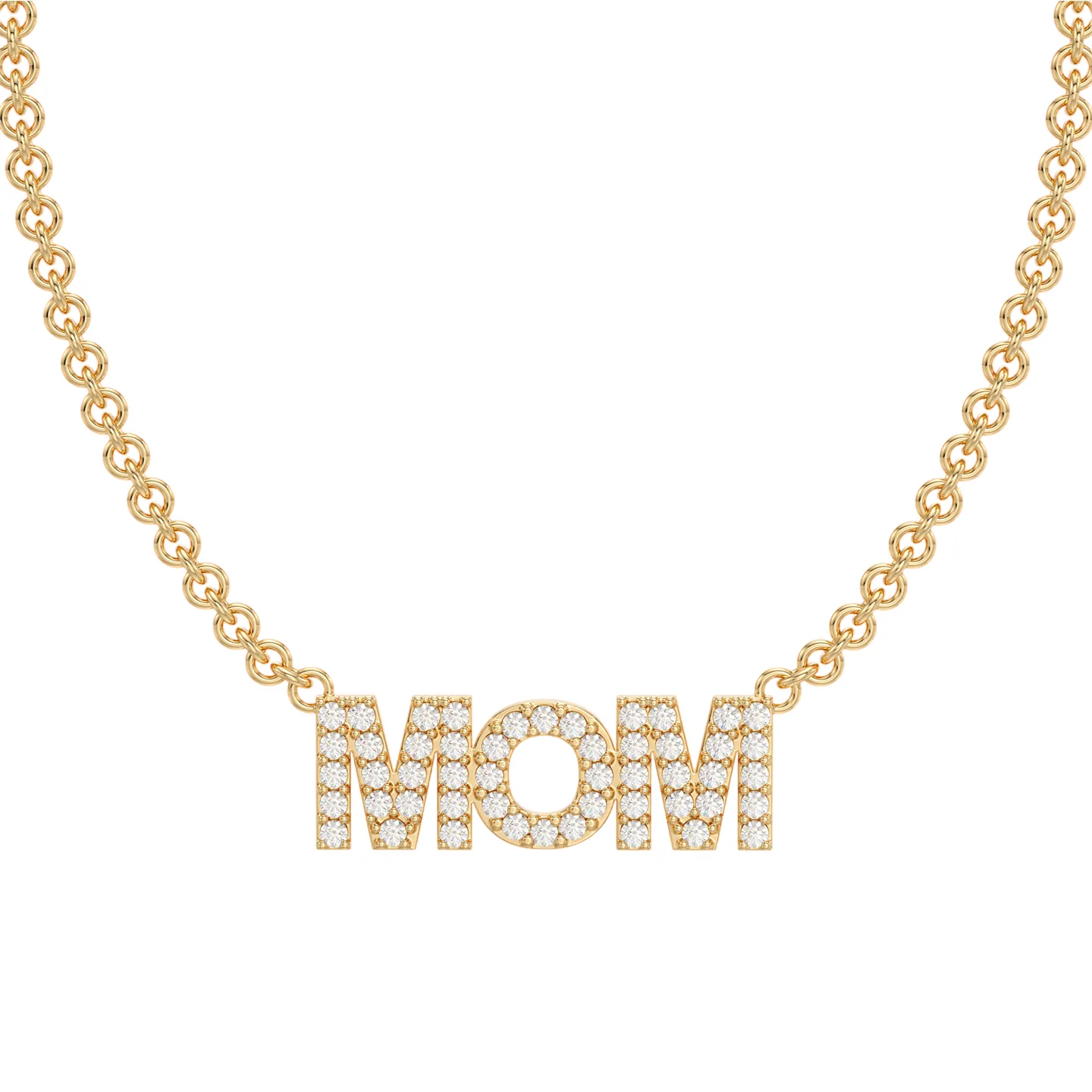 שרשרת זהב ותליון MOM משובצת יהלומים זהב צהוב שרשרת זהב ותליון MOM משובצת יהלומים זהב צהוב