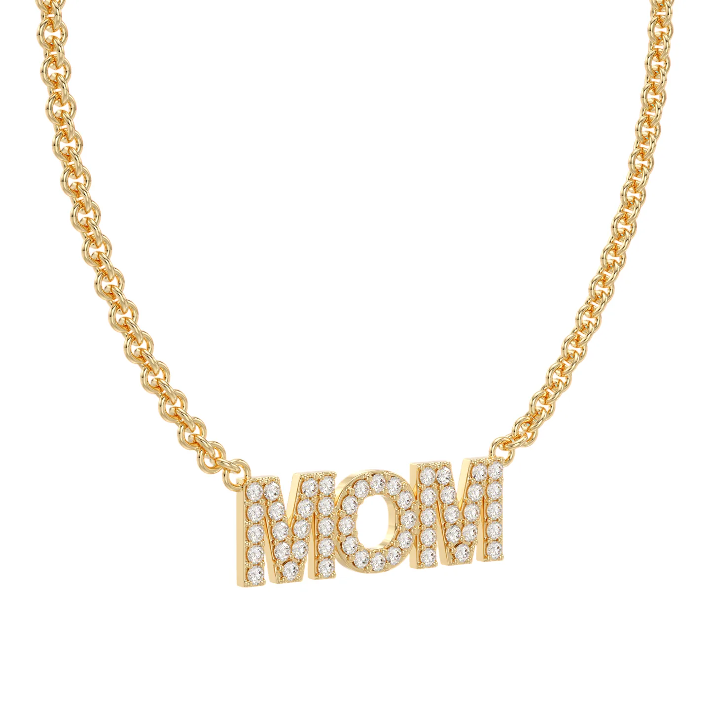 שרשרת זהב ותליון MOM משובצת יהלומים זהב צהוב שרשרת זהב ותליון MOM משובצת יהלומים זהב צהוב